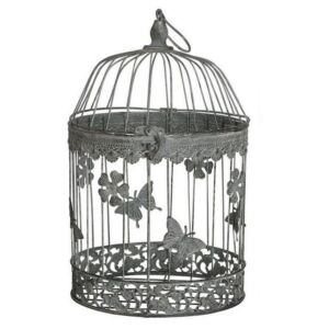 PHOTOPHORE CAGE OISEAUX RONDE EN METAL 25 X 41 X 25 CM