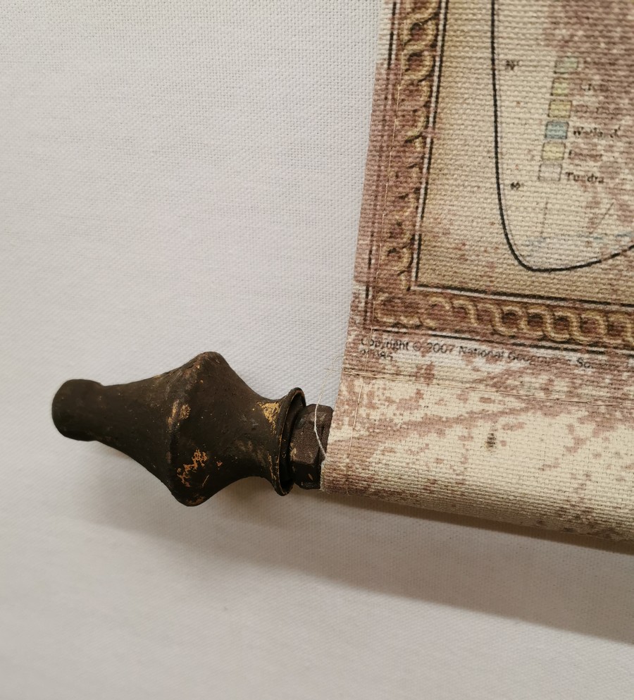 TOILE LIN 130 X 4 X 82 MAPPEMONDE SUSPENDUE PAR CHAINE - Photo N°4