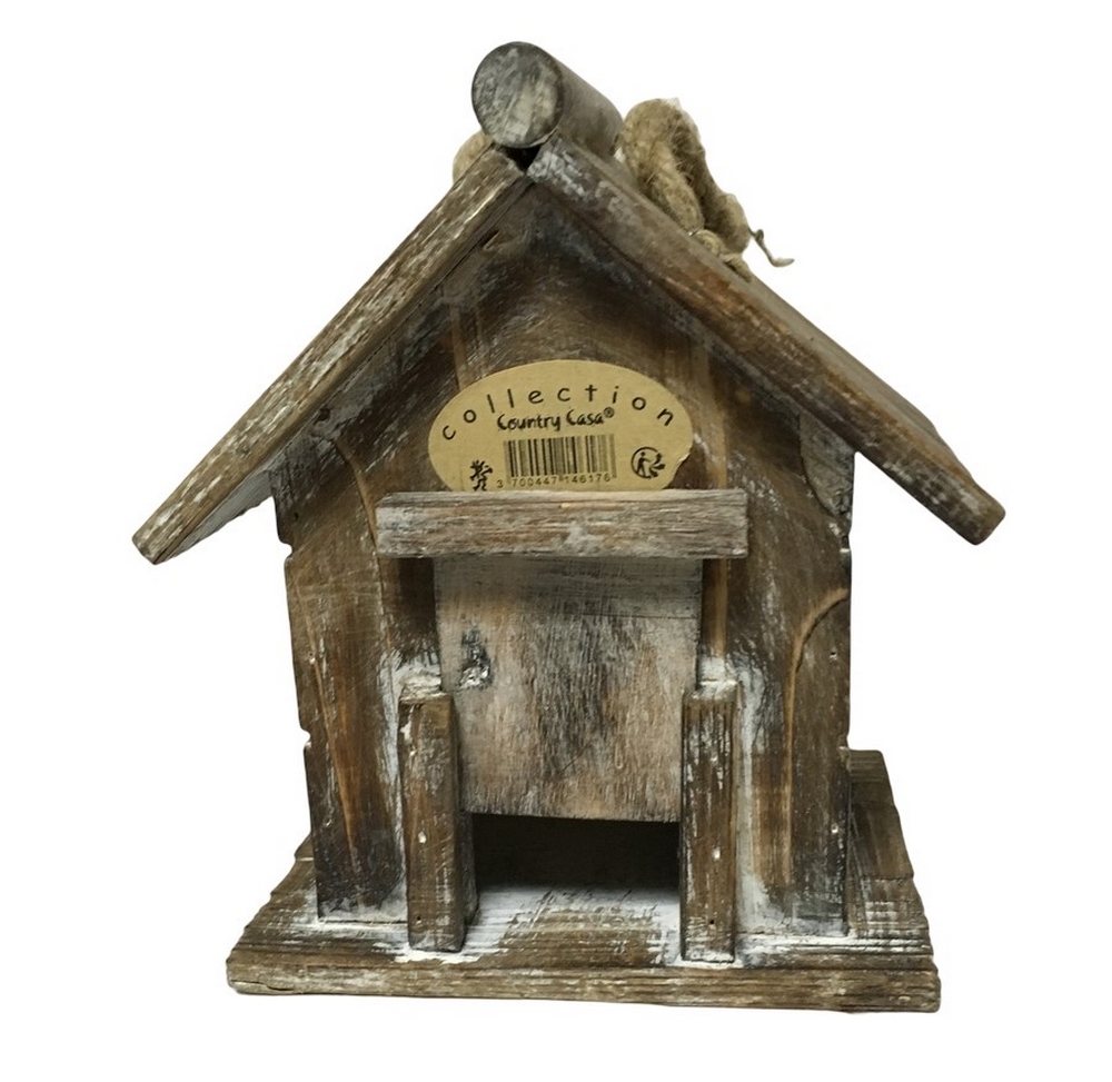 CABANE A OISEAUX EN BOIS PATINE  16 x 17 x 11.5 cm - Photo N°3
