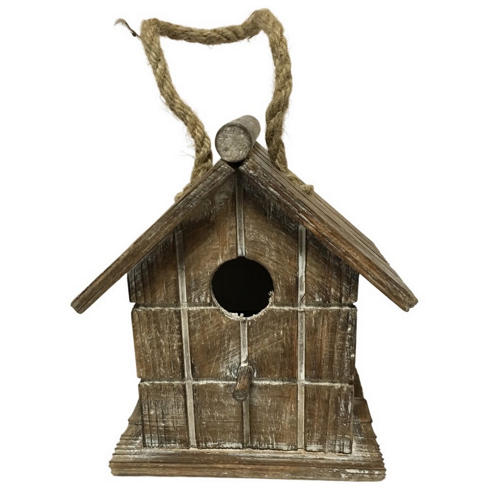 CABANE A OISEAUX EN BOIS PATINE  16 x 17 x 11.5 cm - Photo N°1