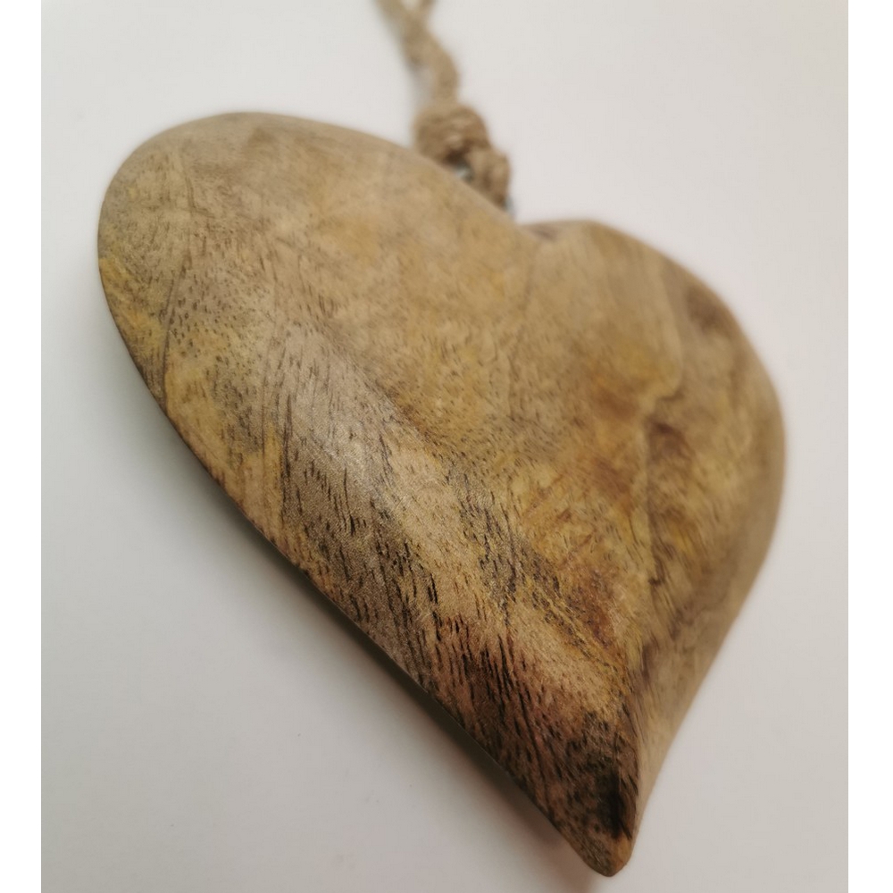 COEUR EN BOIS TON MIEL ET FICELLE 12 x 12 x 2.5 cm - Photo N°2