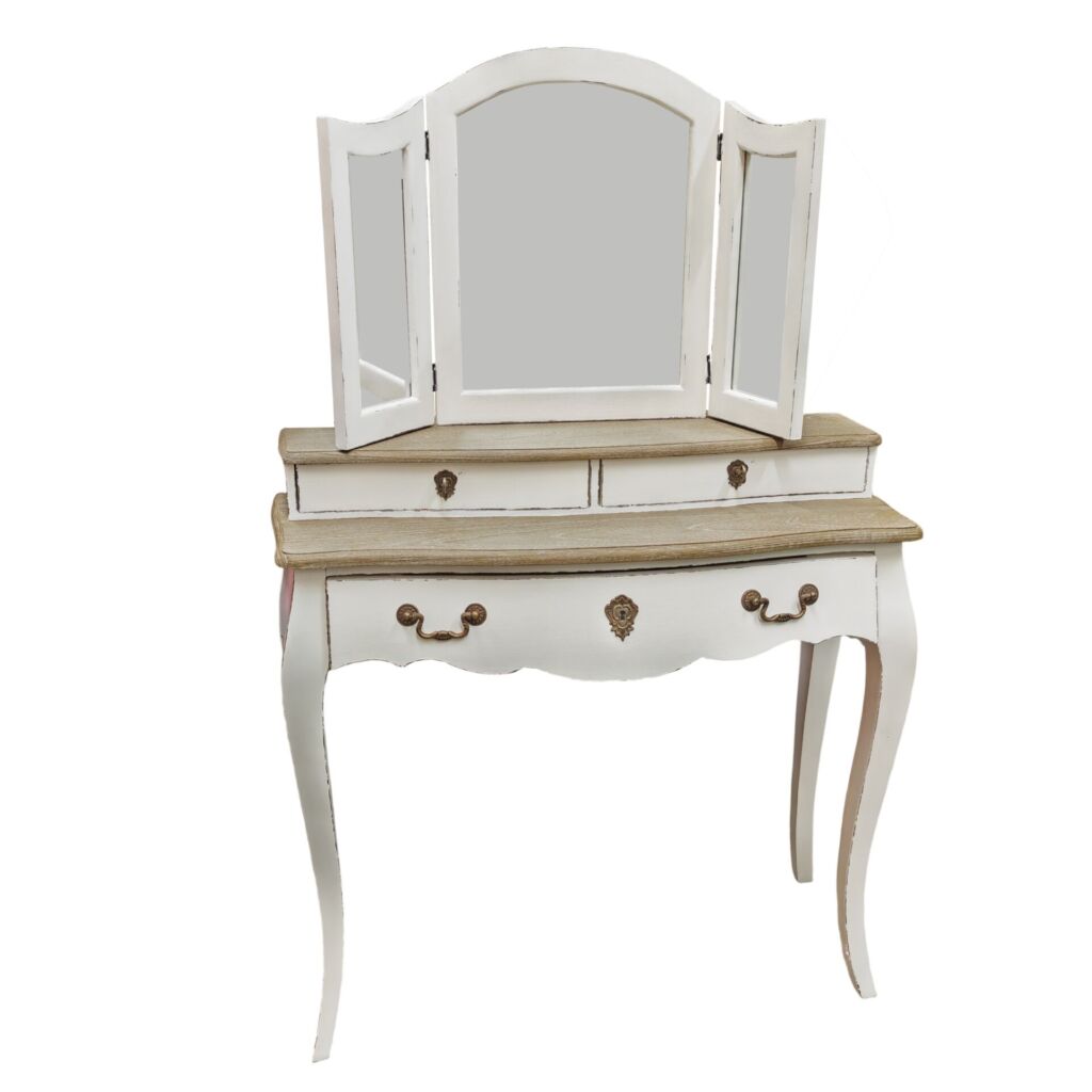 COIFFEUSE 3 TIROIRS PAULINE BLANCHE 90 X 35 135 CM - Photo N°10