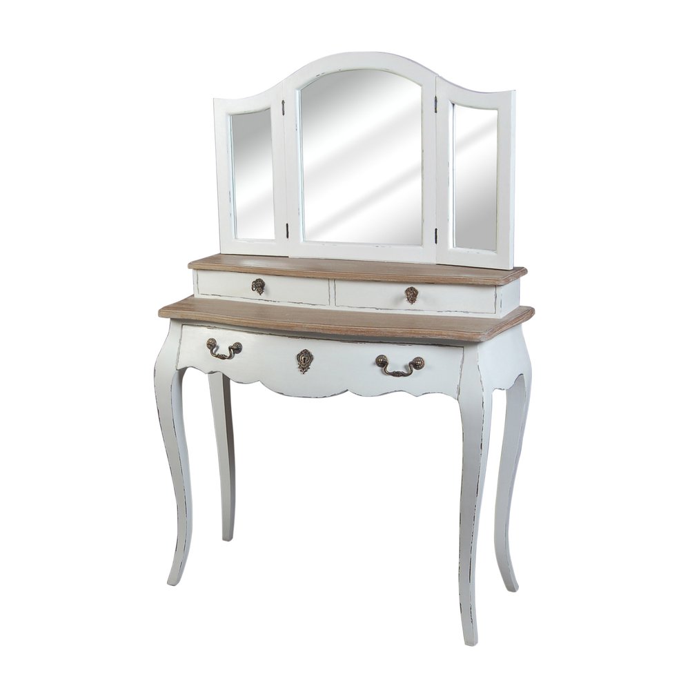 COIFFEUSE 3 TIROIRS PAULINE BLANCHE 90 X 35 135 CM - Photo N°2