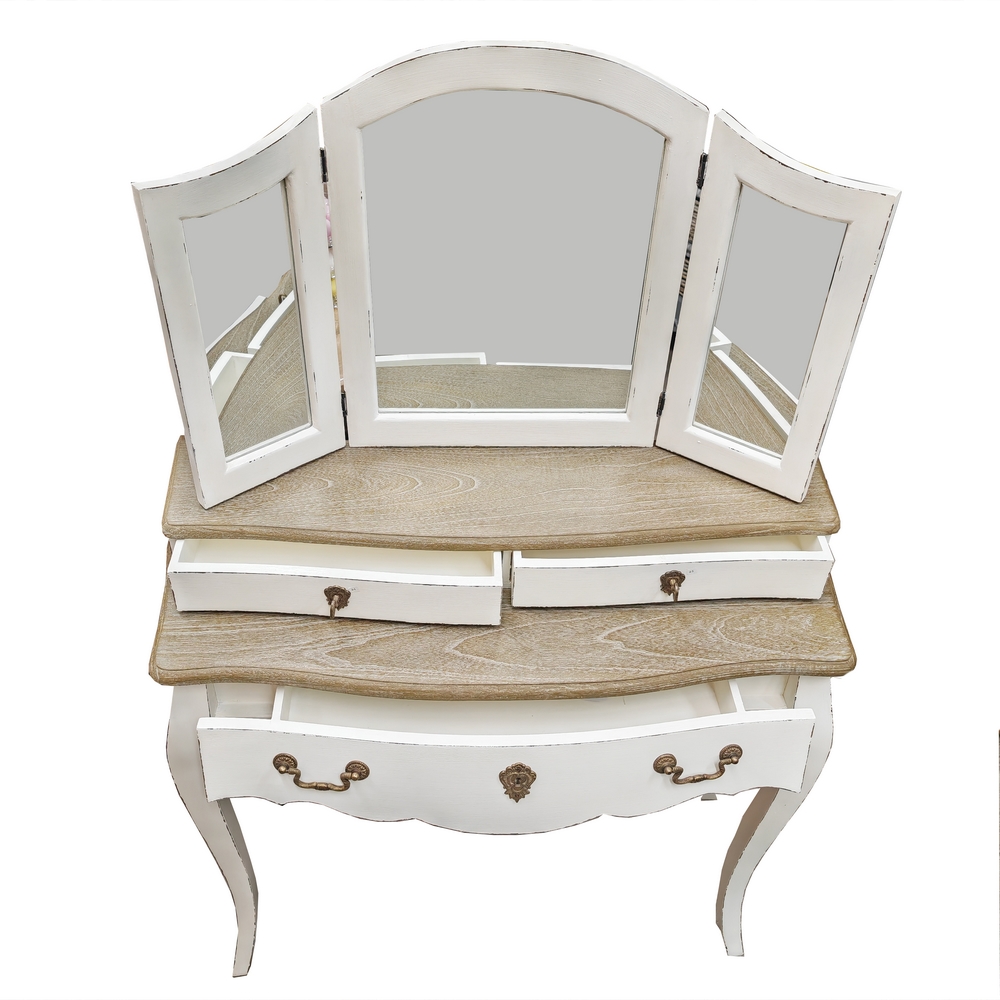 COIFFEUSE 3 TIROIRS PAULINE BLANCHE 90 X 35 135 CM - Photo N°4