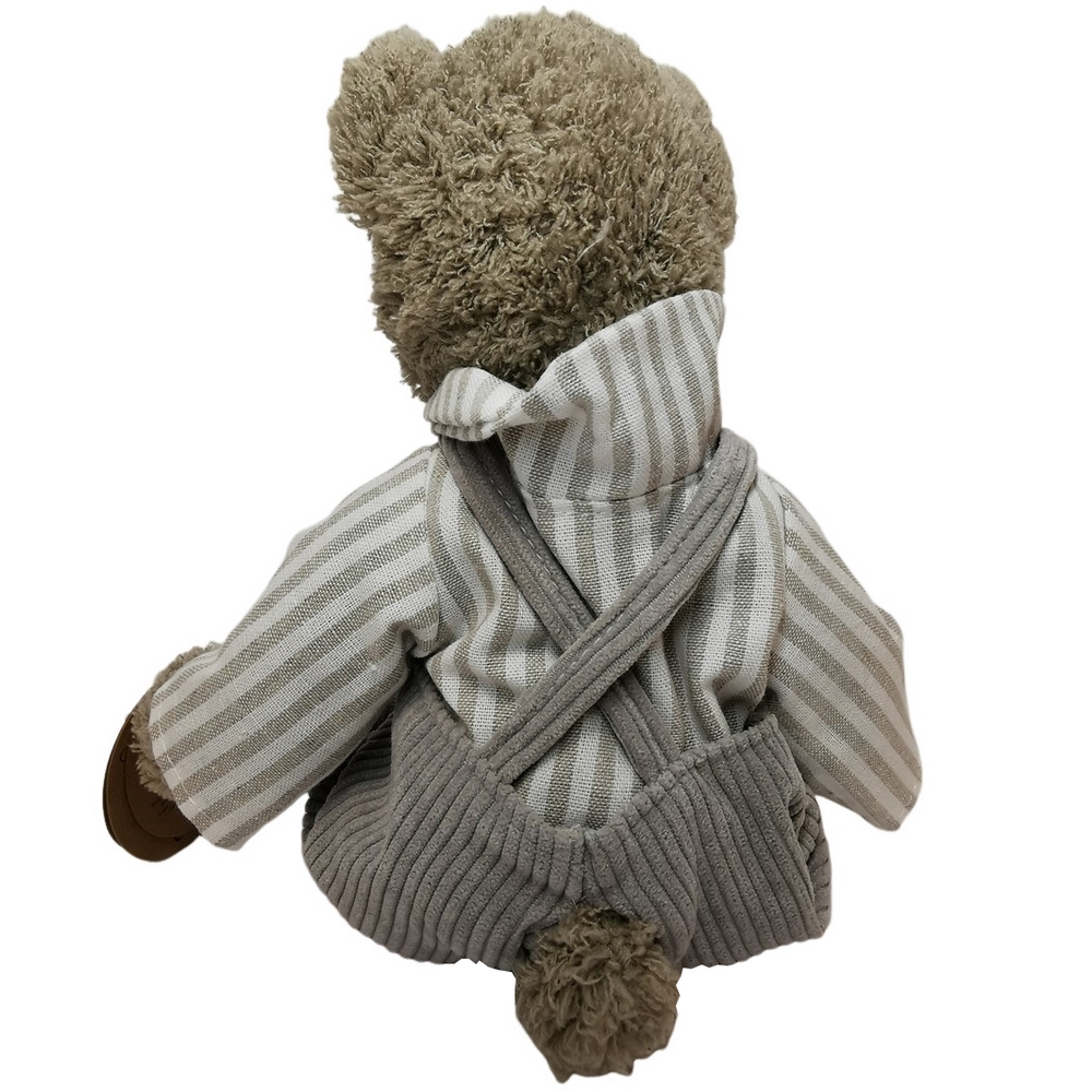 OURS EN PELUCHE 31 CM LOKI  SALOPETTE ET PULL GRIS ET BLANC - Photo N°2