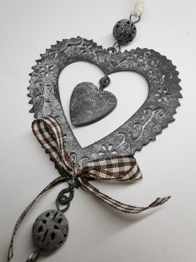 COEUR METAL A SUSPENDRE ET UN PETIT COEUR EN SUSPENSION 7 X 15.5 CM - Photo N°2