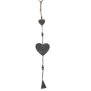 SUSPENSION 2 COEURS ET CLOCHETTE 8 X 36.5 CM