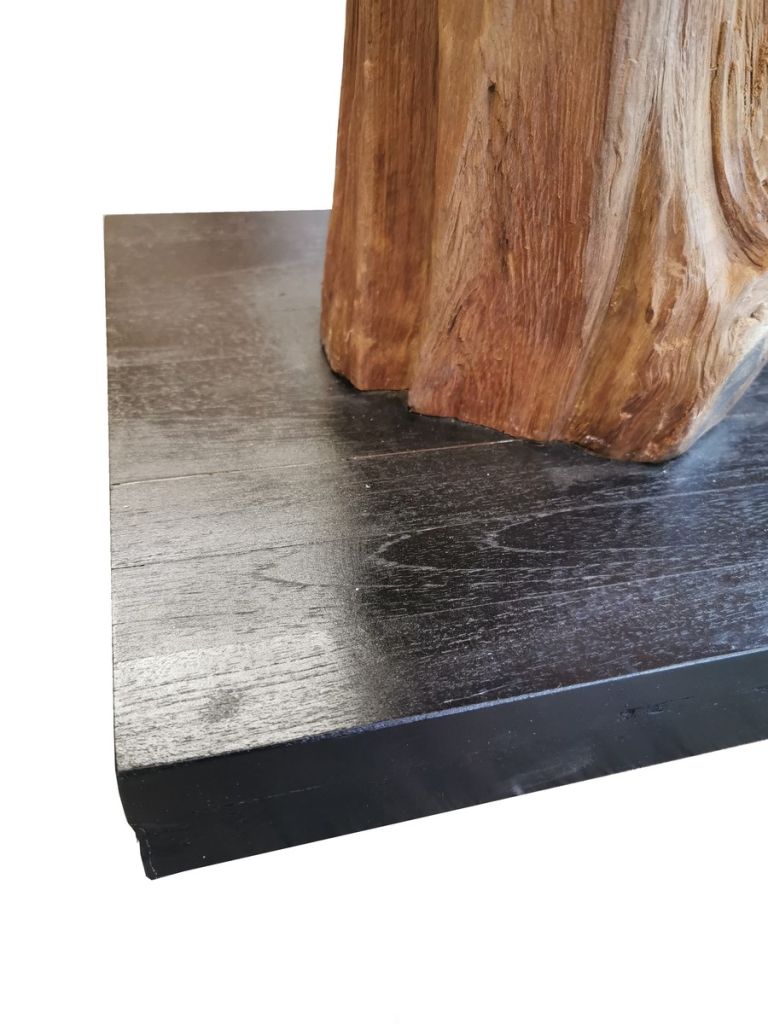 PORTE MANTEAUX TECK RECYCLE ET TIGE METAL 35 X 175 CM - Photo N°3