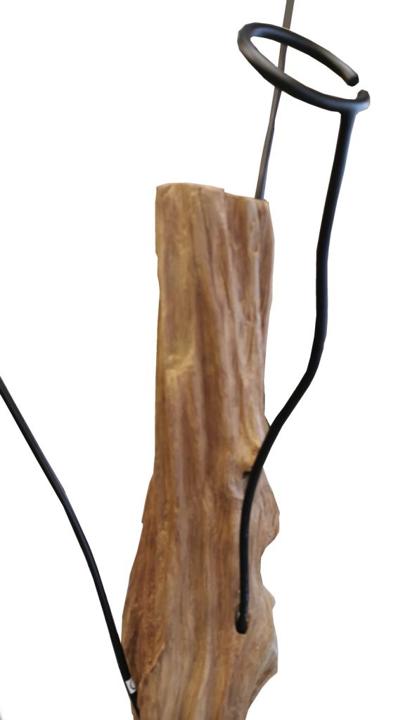 PORTE MANTEAUX TECK RECYCLE ET TIGE METAL 35 X 175 CM - Photo N°7