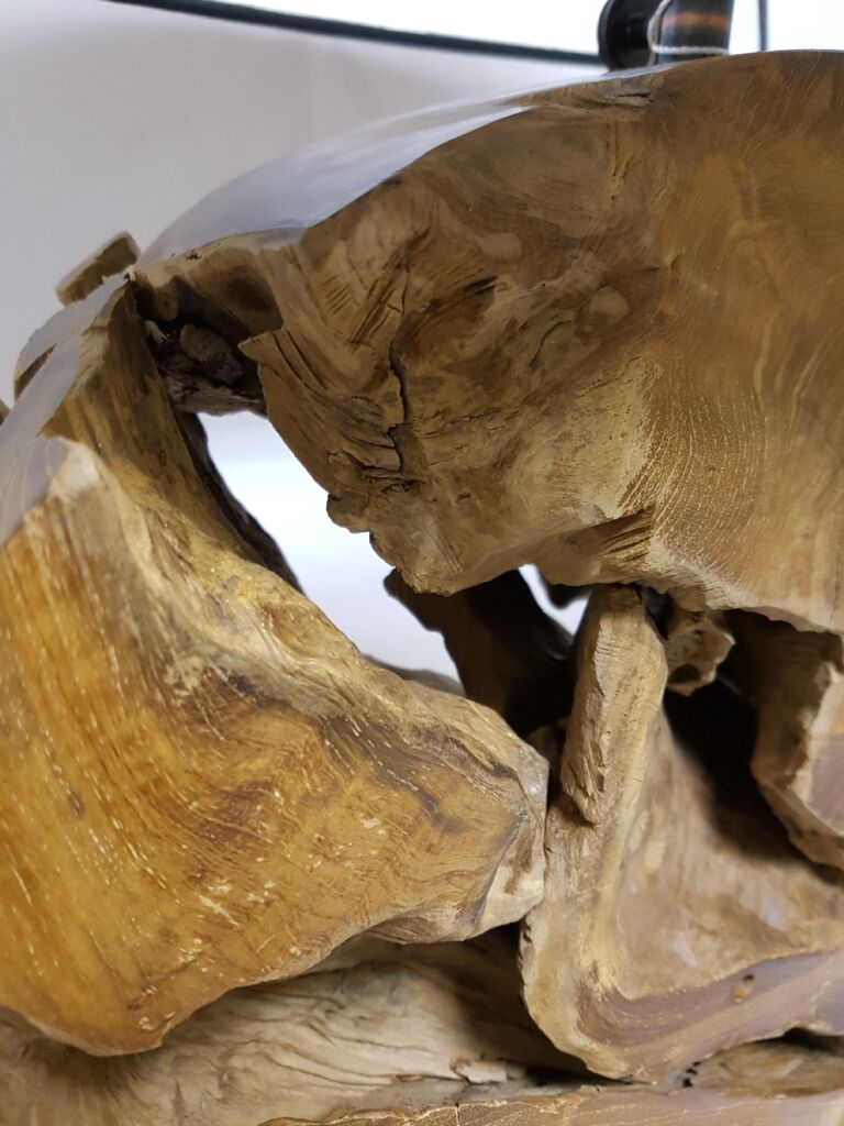 LAMPE BASE CIRCULAIRE EN TECK RECYCLE ABJ OVALE NOIR 47X68X25CM - Photo N°3