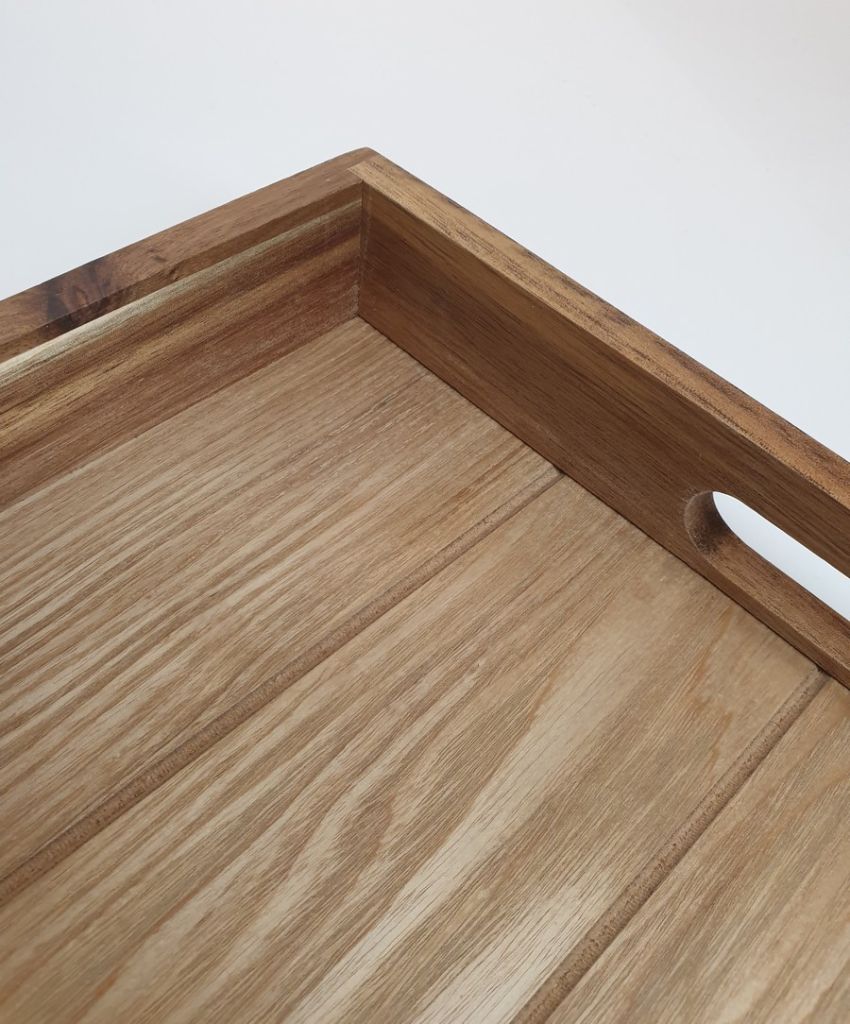 PLATEAU EN BOIS  D'ACACIA 2 ANSES 40 X 30 X 5 CM - Photo N°4