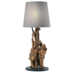 LAMPE PIED BOIS TECK RECYCLE ABAT JOUR 34 x 86 x 34 CM