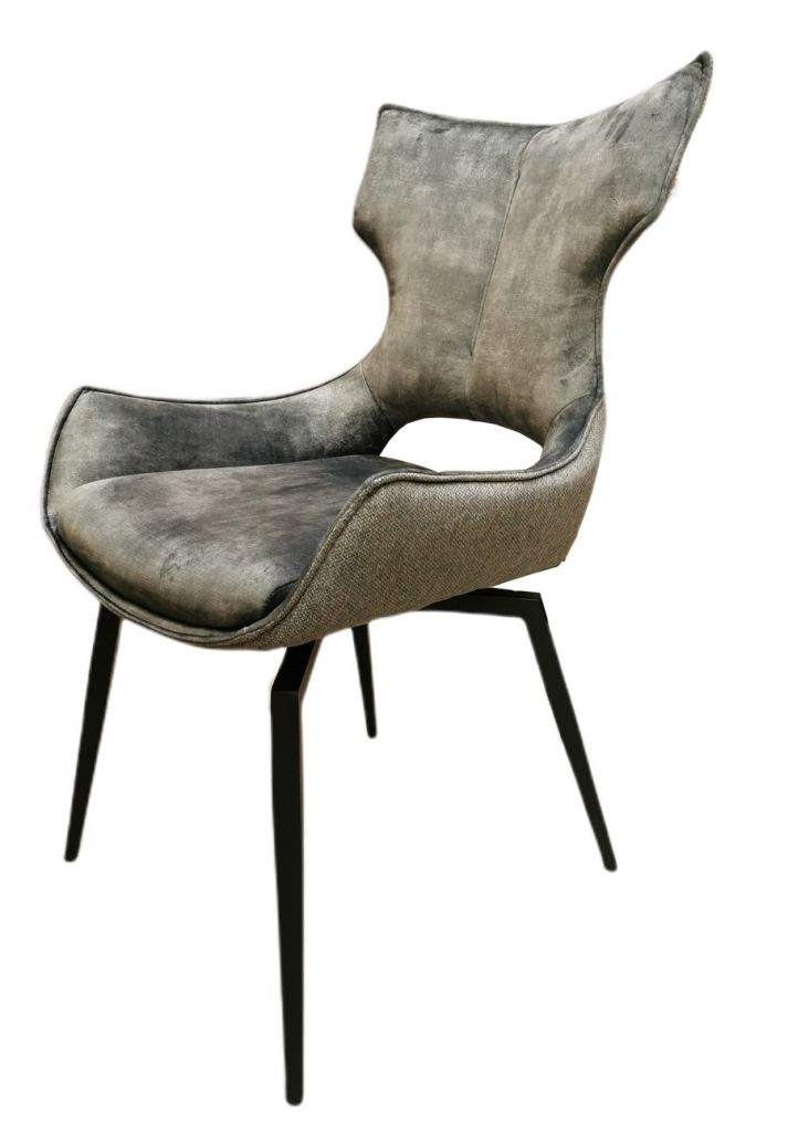 CHAISE CAMILLE  PIEDS TUBULAIRE METAL NOIR VELOURS ANTHRACITE 91 X 56 X 62 CM - Photo N°3