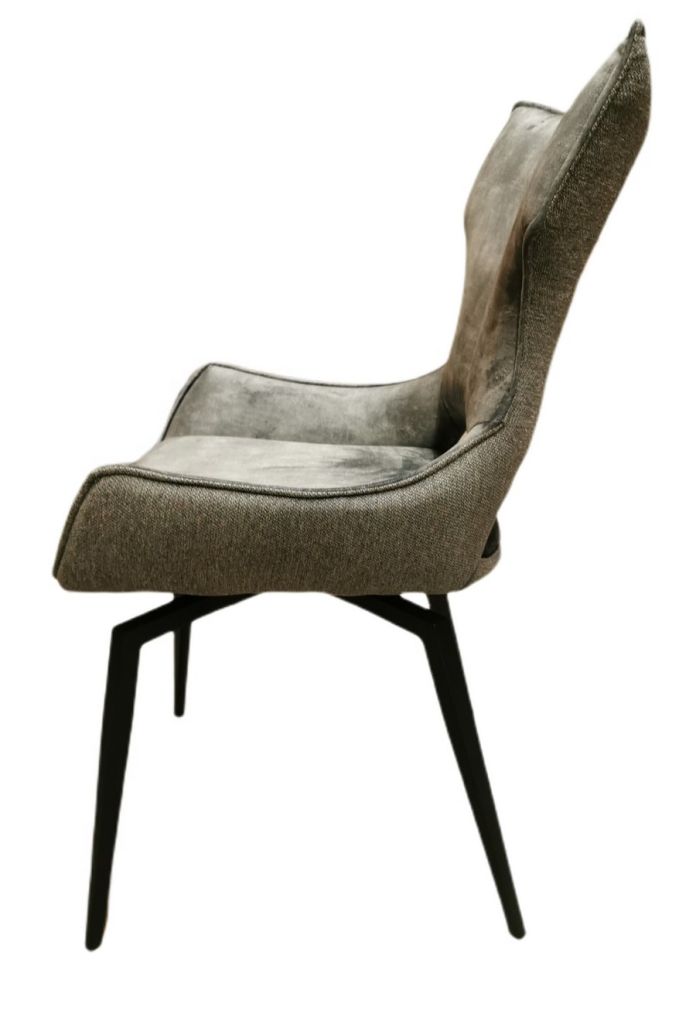 CHAISE CAMILLE  PIEDS TUBULAIRE METAL NOIR VELOURS ANTHRACITE 91 X 56 X 62 CM - Photo N°4