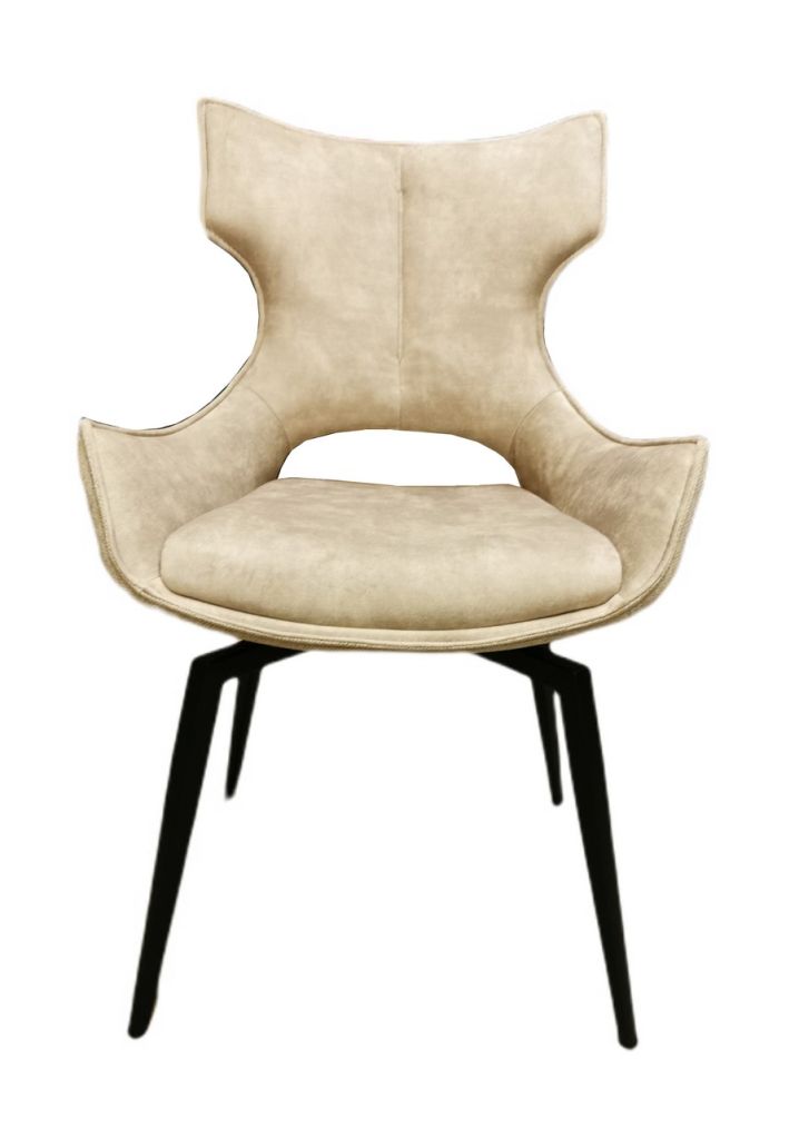 CHAISE CAMILLE  PIEDS TUBULAIRE METAL NOIR  ASSISE VELOURS BEIGE 91 X 56 X 62 CM - Photo N°2