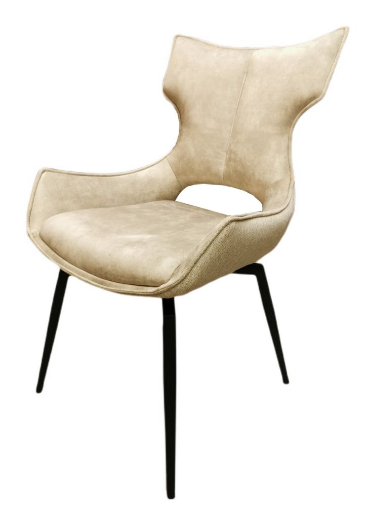 CHAISE CAMILLE  PIEDS TUBULAIRE METAL NOIR  ASSISE VELOURS BEIGE 91 X 56 X 62 CM - Photo N°4