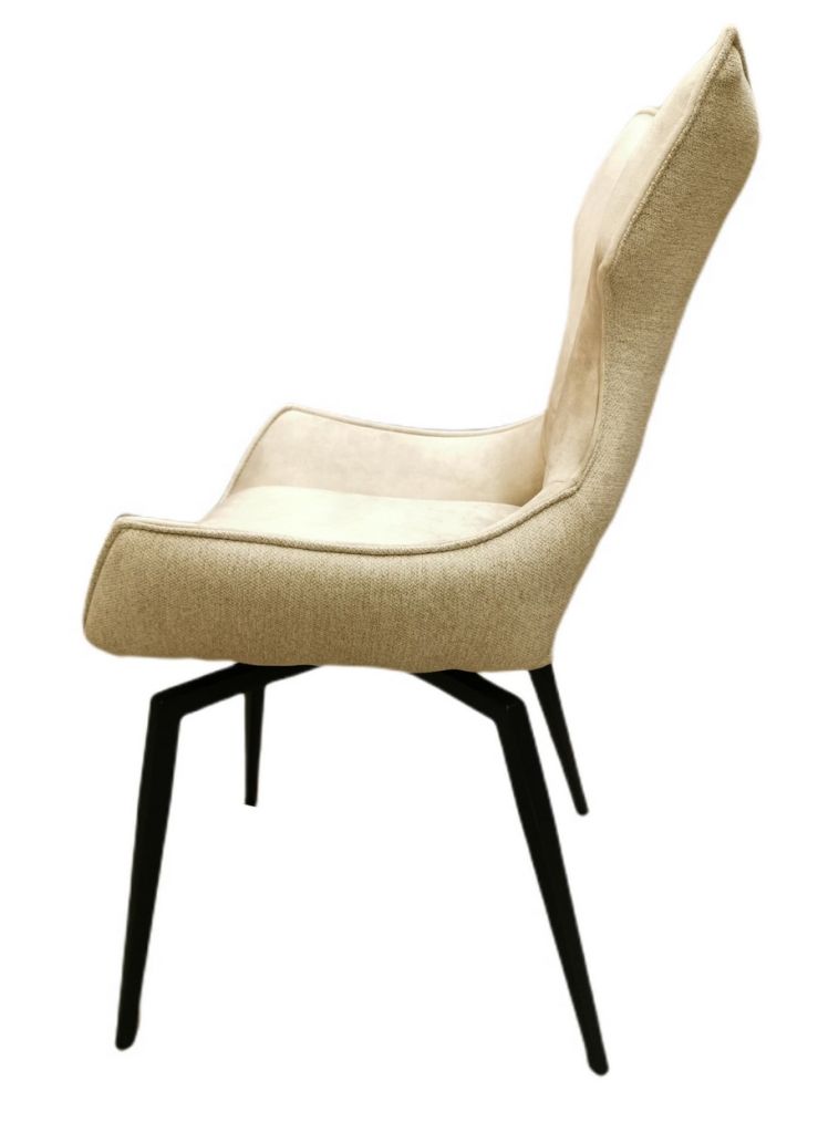 CHAISE CAMILLE  PIEDS TUBULAIRE METAL NOIR  ASSISE VELOURS BEIGE 91 X 56 X 62 CM - Photo N°7