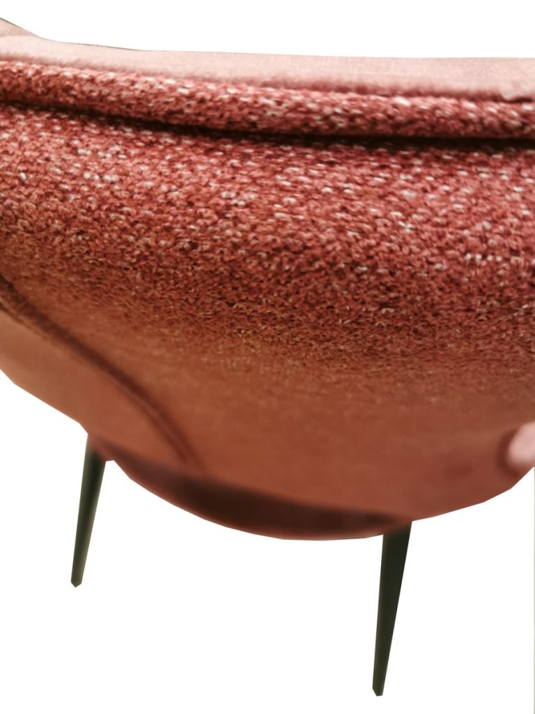 CHAISE CAMILLE  PIEDS TUBULAIRE METAL NOIR  ASSISE VELOURS ROSE 91 X 56 X 62 CM - Photo N°5