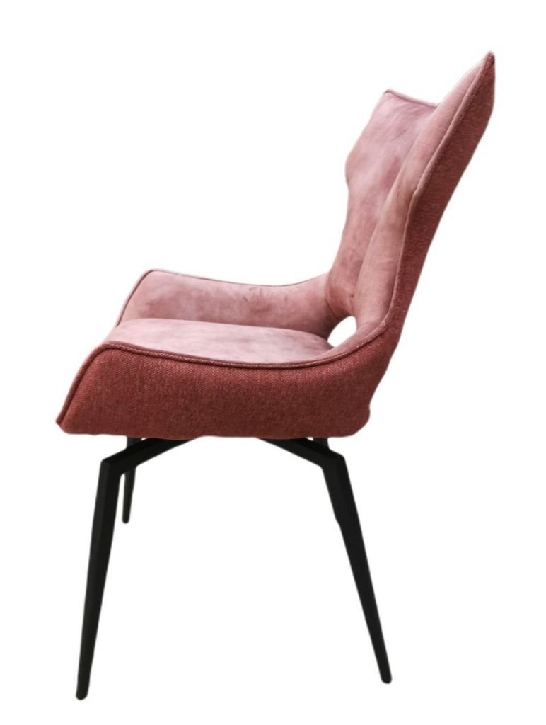 CHAISE CAMILLE  PIEDS TUBULAIRE METAL NOIR  ASSISE VELOURS ROSE 91 X 56 X 62 CM - Photo N°6