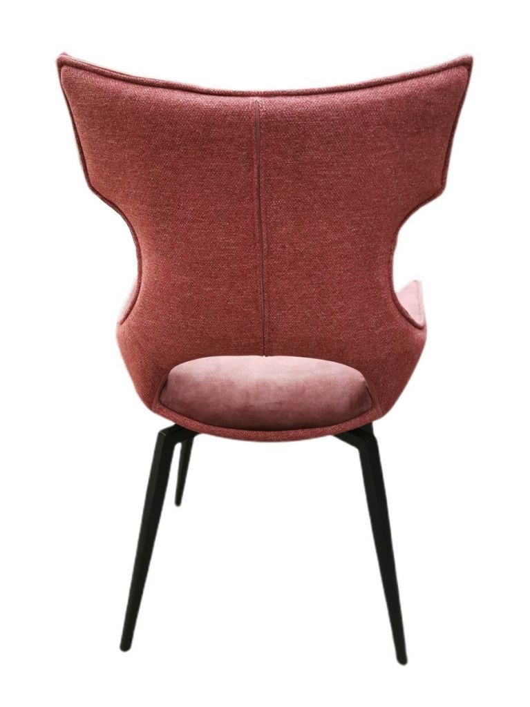 CHAISE CAMILLE  PIEDS TUBULAIRE METAL NOIR  ASSISE VELOURS ROSE 91 X 56 X 62 CM - Photo N°7