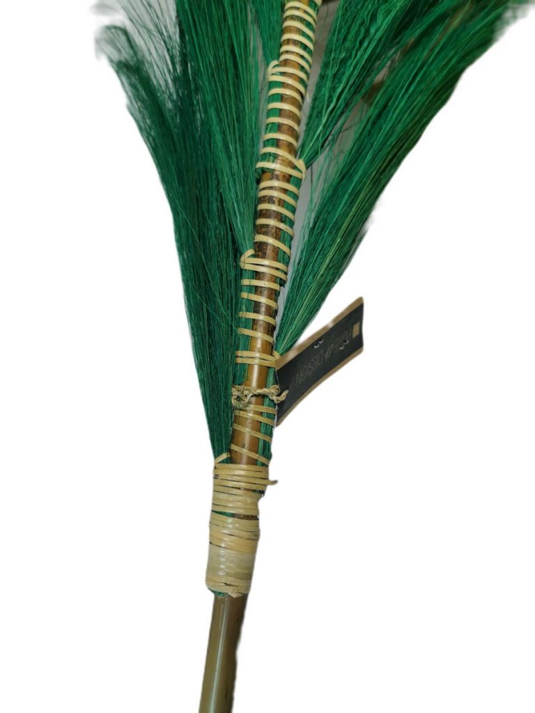 PLUME DECORATIVE SUR TIGE DE BAMBOU FLEUR DE RAYUNG VERTE  20 X 200 X 8 CM - Photo N°4