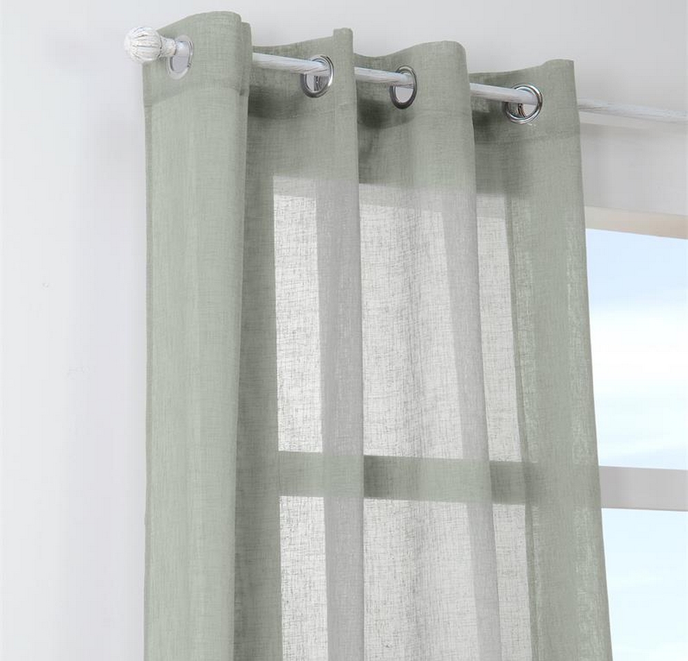 RIDEAU OEILLET PALOMA EN POLYESTER LICHEN 140 X 260 CM - Photo N°3