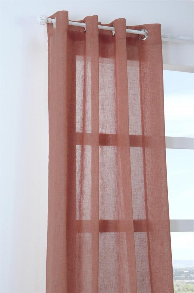 RIDEAU OEILLET PALOMA VOILE EN POLYESTER TERRACOTTA 140 X 260 CM - Photo N°4
