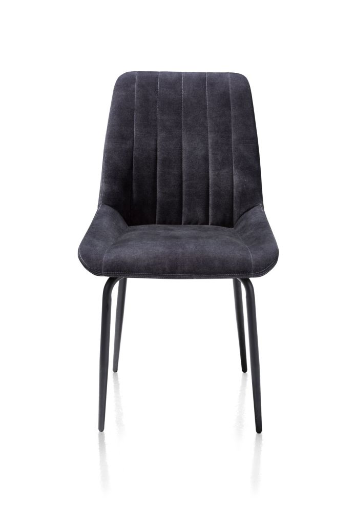 CHAISE REMON KARESE VELOURS ANTHRACITE PIEDS METAL POUDRE NOIR 53 X 62 X 91 CM - Photo N°3