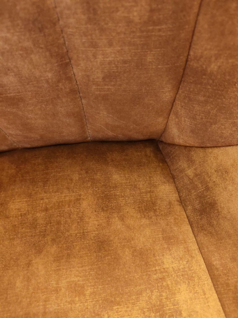 CHAISE REMON KARESE VELOURS OCRE PIEDS METAL POUDRE NOIR 53 X 62 X 91 CM - Photo N°6