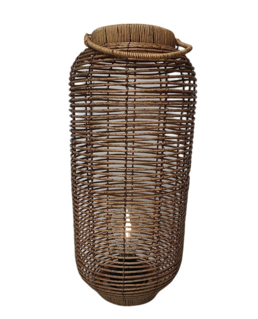 LANTERNE EN RESINE COULEUR NATUREL AMPOULE LED 23 X 49 X 23 CM - Photo N°2