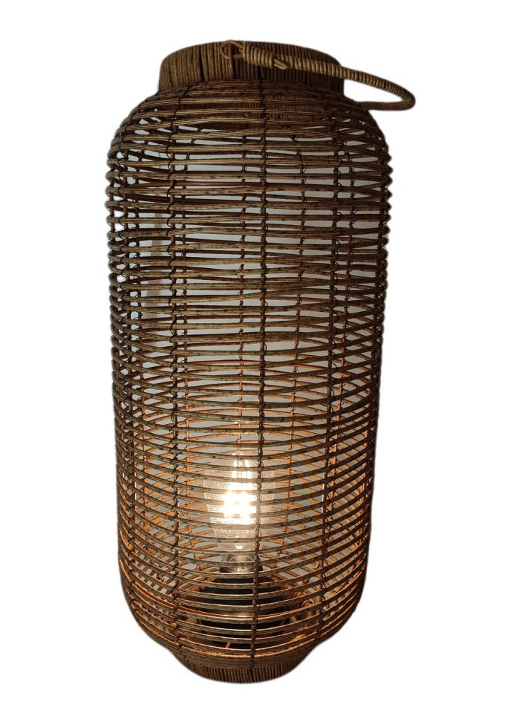 LANTERNE EN RESINE COULEUR NATUREL AMPOULE LED 23 X 49 X 23 CM - Photo N°4