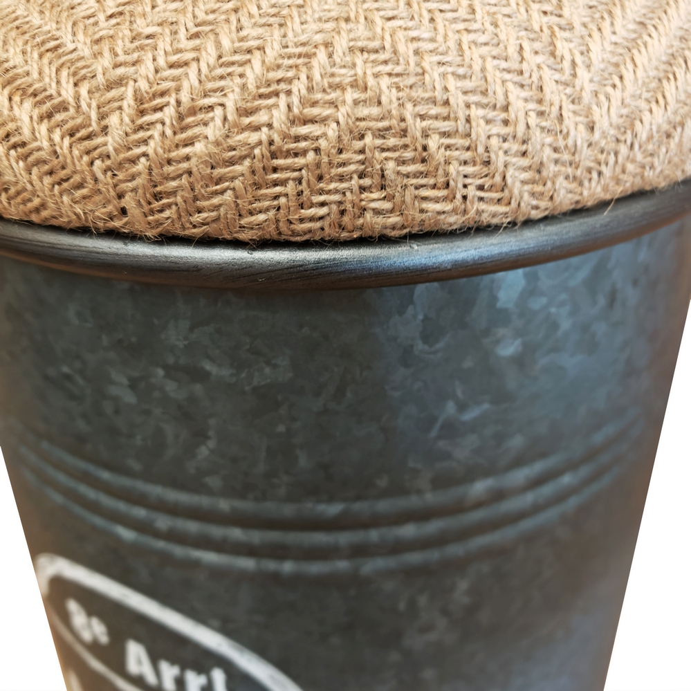 POUF COFFRE RANGEMENT CONIQUE METAL GLAVANISE DECO AVENUE MONTAIGNE 34 x 48 cm - Photo N°2