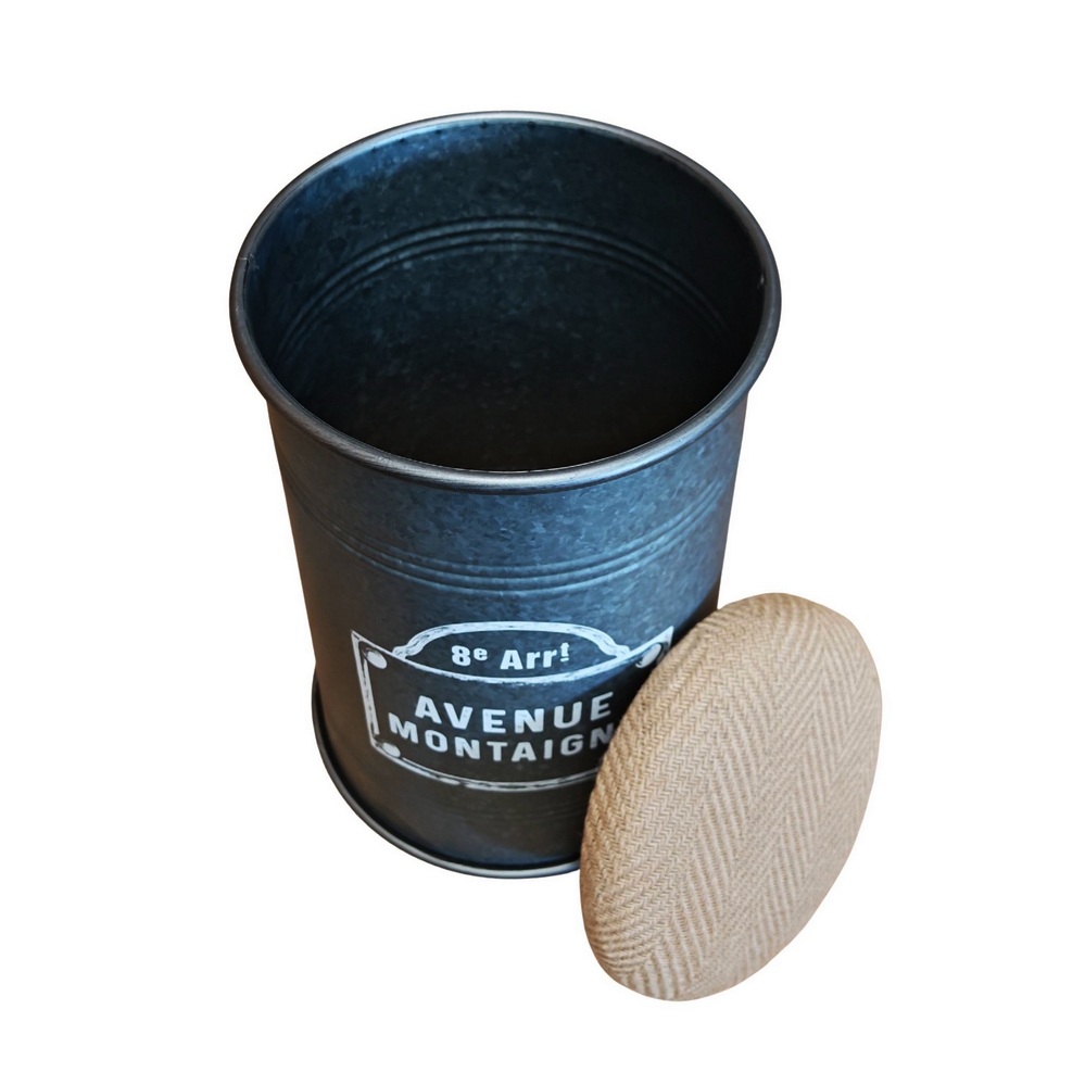 POUF COFFRE RANGEMENT CONIQUE METAL GLAVANISE DECO AVENUE MONTAIGNE 34 x 48 cm - Photo N°3