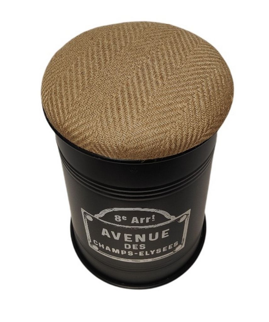 POUF COFFRE DE RANGEMENT CONIQUE METAL NOIR DECO AVENUE DES CHAMPS 34 x 48 cm - Photo N°3