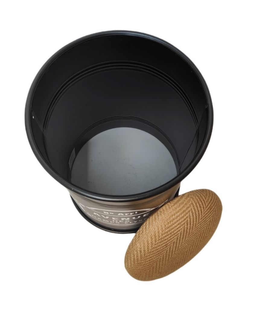 POUF COFFRE DE RANGEMENT CONIQUE METAL NOIR DECO AVENUE DES CHAMPS 34 x 48 cm - Photo N°5