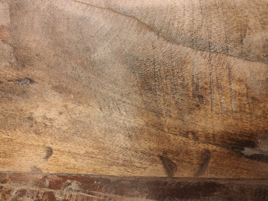 CONSOLE BOIS TECK RECYCLE 4 TIROIRS PIEDS TUBE METAL NOIR  110 X 30 X 76 CM - Photo N°2