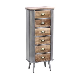 MEUBLE CHIFFONNIER 6 TIROIRS EN PALISSANDRE ET METAL 52 X 35 X 122 CM