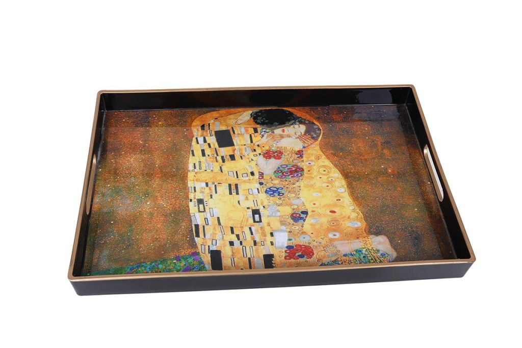 PLATEAU RECTANGULAIRE LE BAISER DE G. KLIMT 40 X 26 X 3.5 CM - Photo N°2