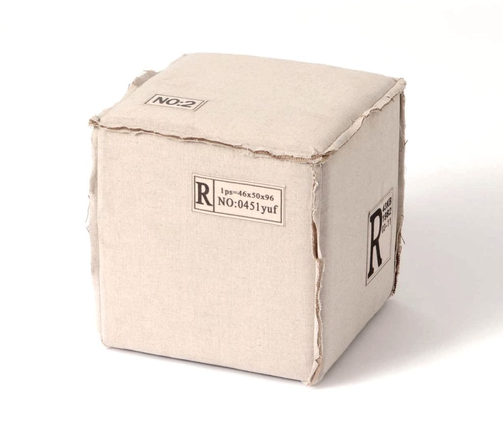 POUF CUBE TEXTILE LIN 31 X 31 X 33 CM - Photo N°1