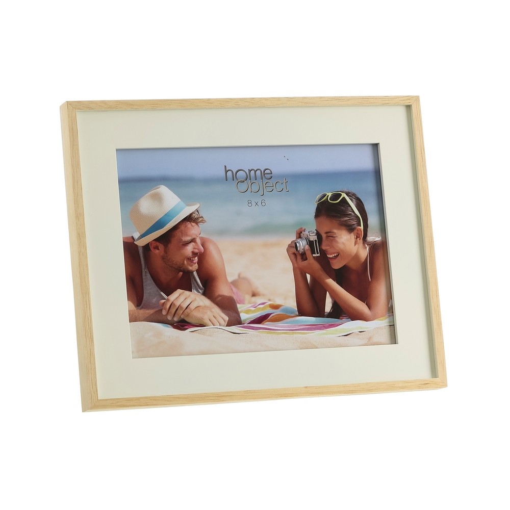 CADRE PHOTO 15 X 20 JAUNE PALE ET BOIS 26.2 X 21.2 X 2 CM - Photo N°1