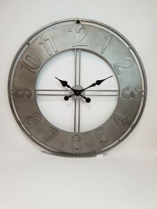 HORLOGE METAL 76 CM GRISE AVEC RELIEF