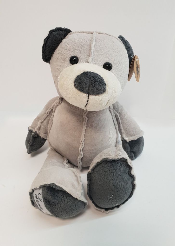 PELUCHE OURS GRIS COUTURES APPARENTES  CODY  33  cm - Photo N°1