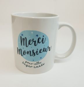 MUG MERCI MONSIEUR CERAMIQUE BLANCHE 9 X 8 CM 325 ML