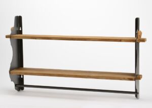 ETAGERE MURALE INDUSTRIEL METAL ET BOIS 2 NIVEAUX 92 X 17.5 X 50 CM