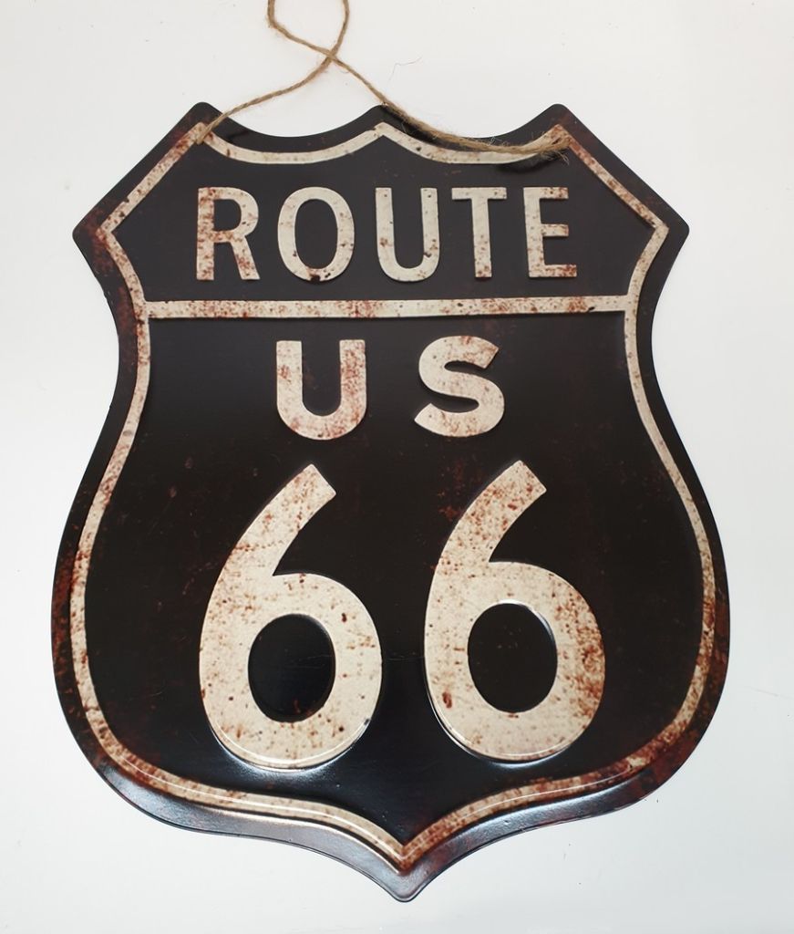 PLAQUE METAL 40 X 50 CM ROUTE 66 - Photo N°1