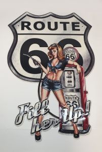 PLAQUE METAL 35 X 70 cm PIN UP STATION ESSENCE ROUTE 66