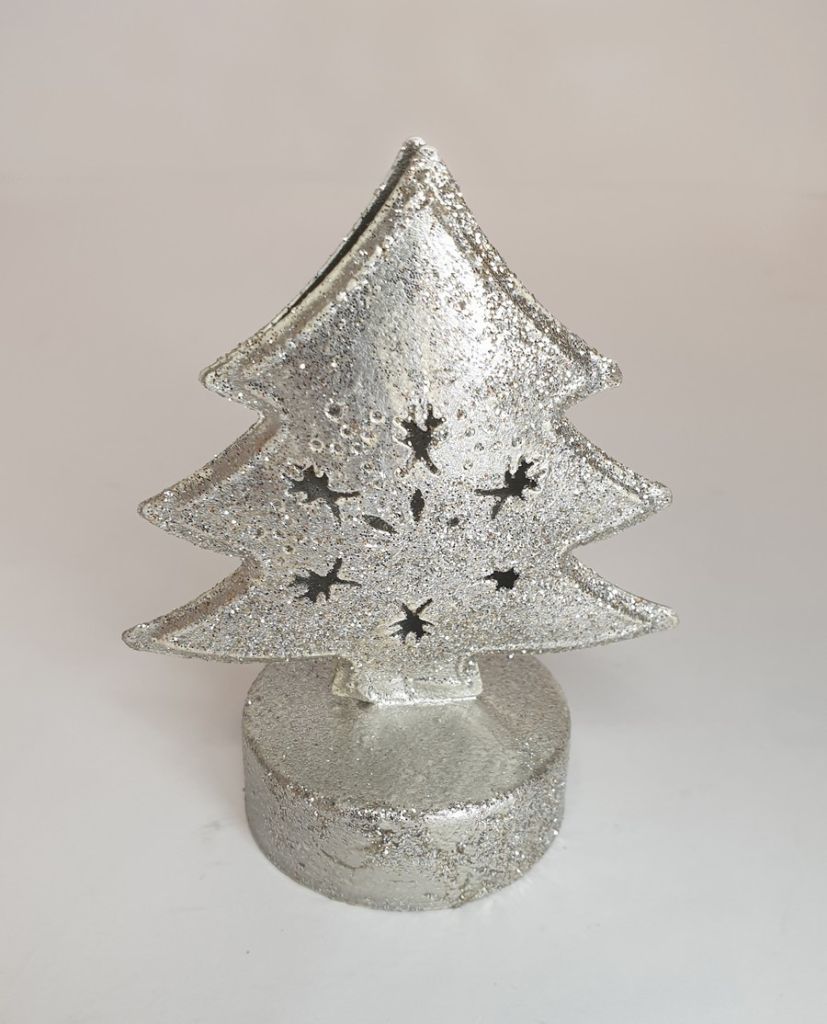 PORTE NOM SAPIN ARGENT 9 x 4.5 x 7 cm - Photo N°1
