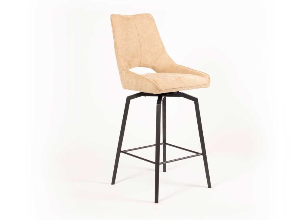 CHAISE HAUTE GABRIEL PIEDS METAL NOIR ASSISE TAUPE TISSU  45 X 58 X 104 CM - Photo N°1