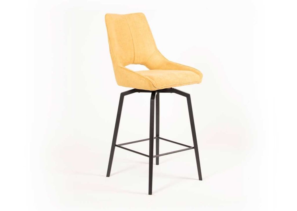 CHAISE HAUTE GABRIEL PIEDS METAL NOIR ASSISE JAUNE TISSU  45 X 58 X 104 CM - Photo N°1