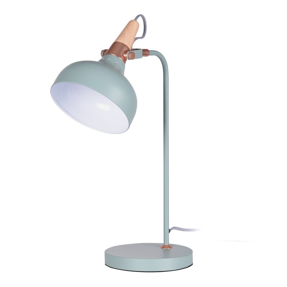 LAMPE VINTAGE CELADON ET CUIVRE 52 CM - Photo N°1